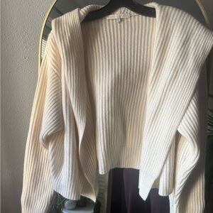 Naked Cashmere Ribbed Open-Front Hooded Sweater – Size XS